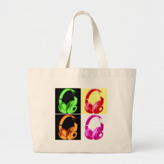 Grand Tote Bag Casque de quatre couleurs Pop Art Tête Téléphone