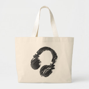 Grand Tote Bag casque deejay de musique noire