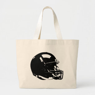 Grand Tote Bag Casque noir blanc Pop Art Football