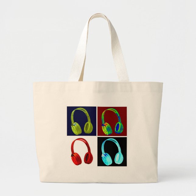 Grand Tote Bag Casque Pop Art (Devant)