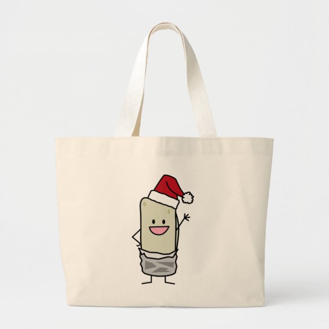Grand Tote Bag Casquette de ondulation de Père Noël de bonjour de (Devant)