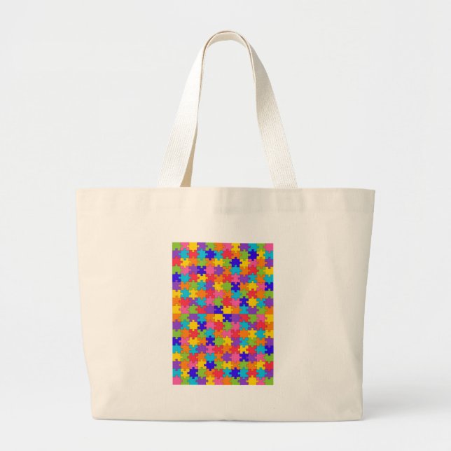 Grand Tote Bag casse-tête de l'autisme (Devant)