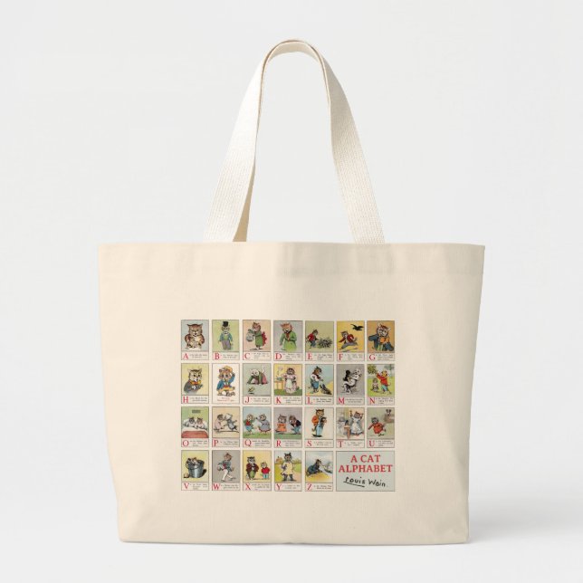 Grand Tote Bag Cat Alphabet, Louis Wain (Devant)