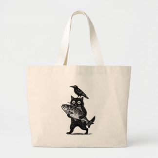 Grand Tote Bag Cat, Crow, and Catch