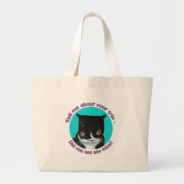 GRAND TOTE BAG CAT CURIEUX DRÔLE (Devant)