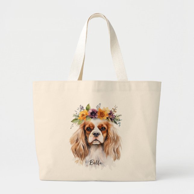 Grand Tote Bag Cavalier King Charles Spaniel Chien race Jumbo Fou (Devant)