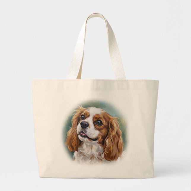 Grand Tote Bag Cavalier King Charles Spaniel Impressionniste (Devant)