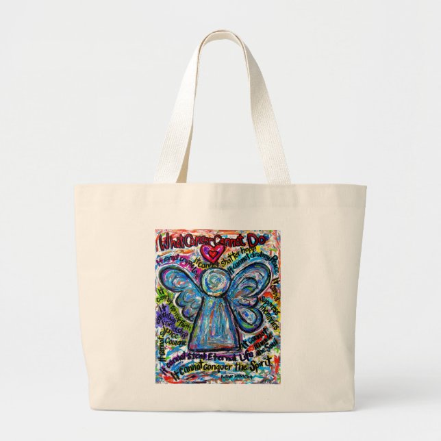 Grand Tote Bag Ce que le cancer ne peut pas faire Poem Angel Art  (Devant)
