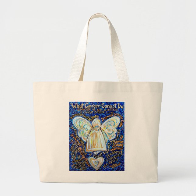 Grand Tote Bag Ce que le cancer ne peut pas faire Poem Angel Art  (Devant)