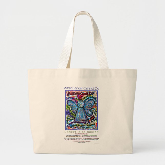 Grand Tote Bag Ce que le cancer ne peut pas faire Poem Angel Art  (Devant)