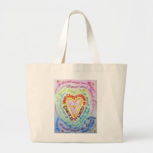 Grand Tote Bag Ce que le cancer ne peut pas faire Poem Heart Art 