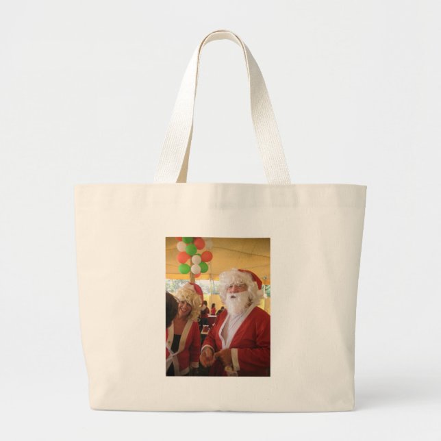 Grand Tote Bag Célébration de Noël de père Noël et Mme Claus - Fe (Devant)