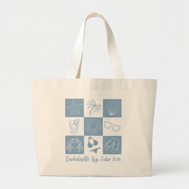 Grand Tote Bag Célibataire de la Plage Bleue (Devant)
