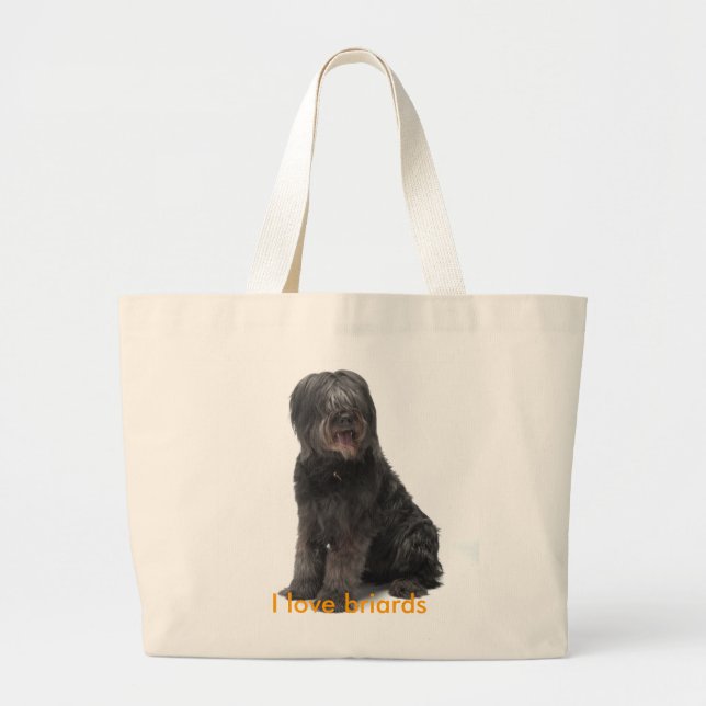 Grand Tote Bag Cendre d'achat I love briards (Devant)