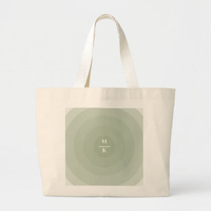 Grand Tote Bag Cercle dégradé monogramme minimaliste vert sauge