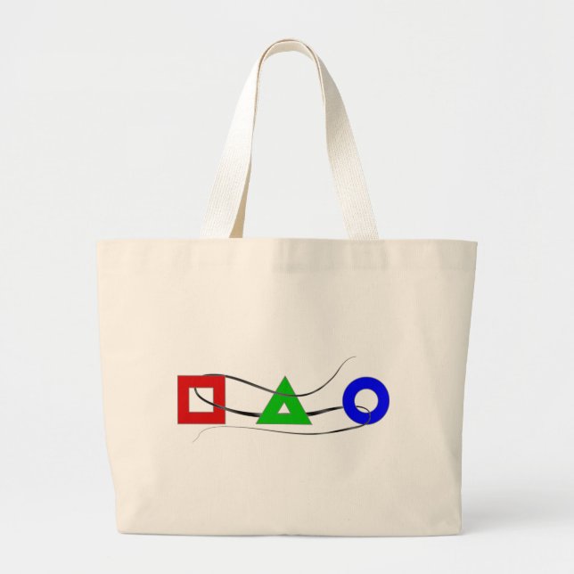 Grand Tote Bag Cercle triangulaire carré (Devant)
