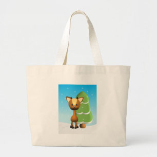 Grand Tote Bag Cerfs communs de Wayne dans la neige
