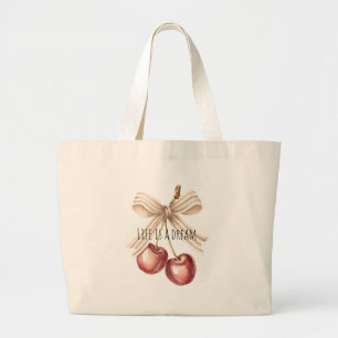 Grand Tote Bag Cerises Rouges Pailletées Or