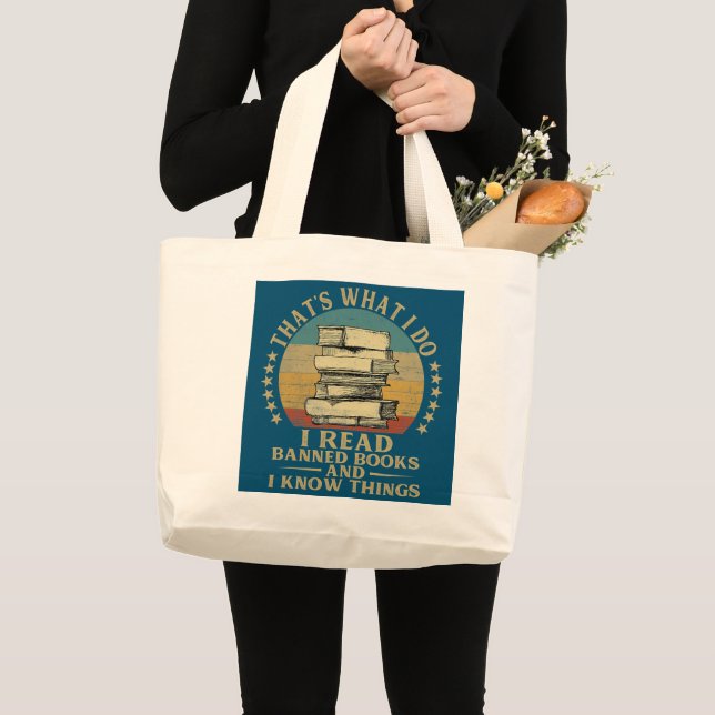 Grand Tote Bag C'est ce que je fais Je lis des livres interdits L (Devant (produit))
