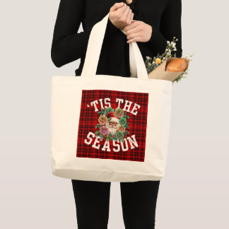 Grand Tote Bag c'est la saison père noël fleur floral vacances
