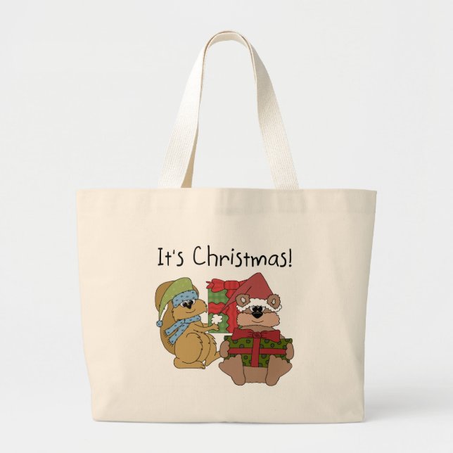 Grand Tote Bag C'est les T-shirts et cadeaux de Noël (Devant)