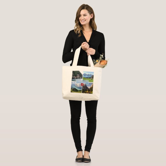 Grand Tote Bag CH Suisse - Interlaken - Lac Thun - Thunerse (Devant (modèle))