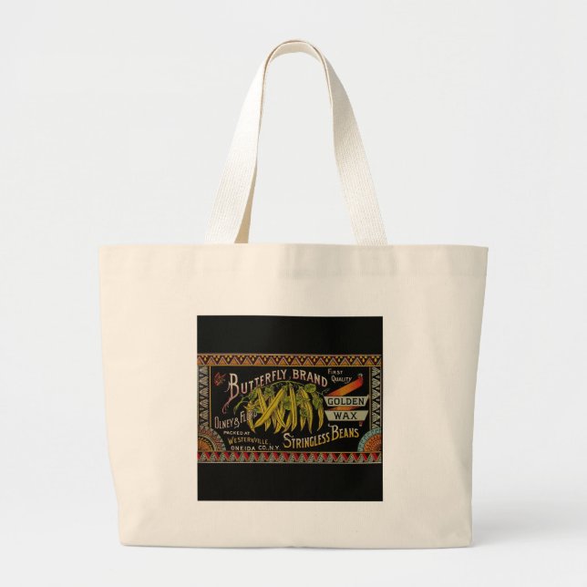 Grand Tote Bag Chaîne Étiquette de haricot Vegetable Pays (Devant)