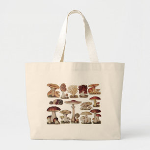 Grand Tote Bag Champignons botaniques Vintages