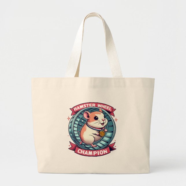 Grand Tote Bag Champion de roue de hamster (Devant)