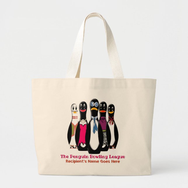 Grand Tote Bag Championnat de bowling de pingouin (Devant)