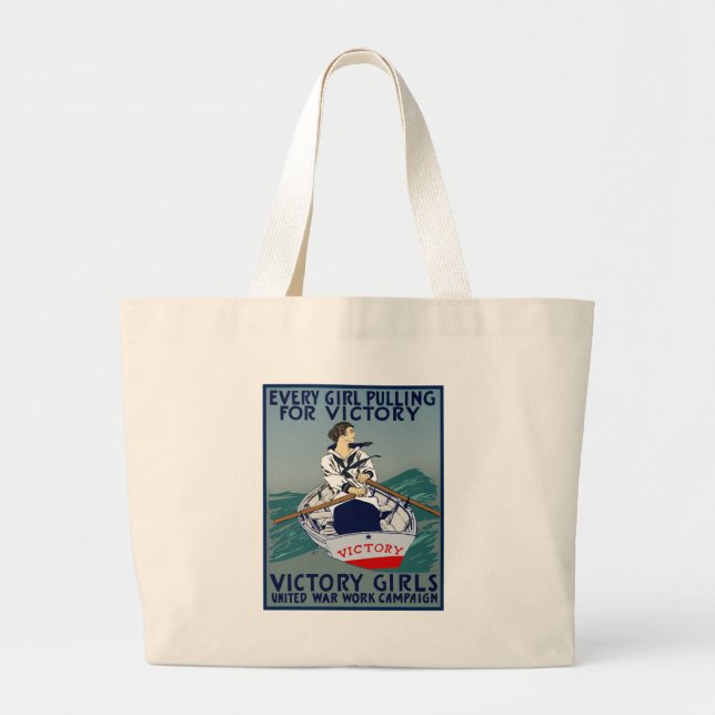 Grand Tote Bag Chaque fille tirant pour la victoire (Devant)