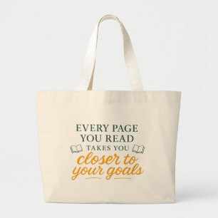 Grand Tote Bag Chaque page que vous lisez Citation de lecture m