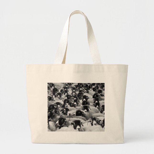 Grand Tote Bag CHARGES de béliers Moutons Noir et Blanc (Devant)