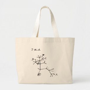 Grand Tote Bag Charles Darwin - je pense (le noir)