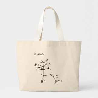 Grand Tote Bag Charles Darwin - je pense (le noir)