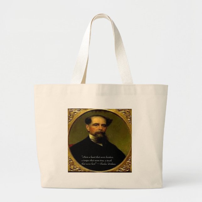 Grand Tote Bag Charles Dickens & Citation émouvante (Devant)