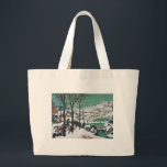 Grand Tote Bag Chasseurs dans la neige par Bruegel<br><div class="desc">Chasseurs dans la neige par Pieter Bruegel 1565. Musée Kunsthistorisches,  Vienne. Bruegel est reconnu comme étant le premier peintre occidental à peindre des paysages pour son propre bien,  plutôt que comme toile de fond.</div>