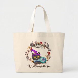 Grand Tote Bag Chat aux sorcières mignonne et Punny