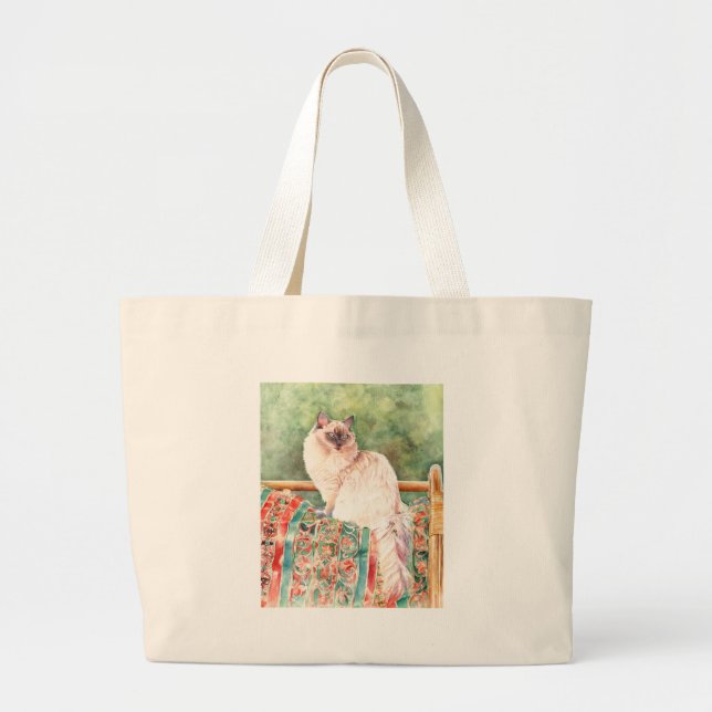 Grand Tote Bag Chat de "Ragdoll" (Devant)