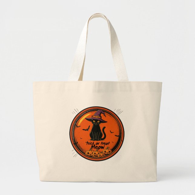 Grand Tote Bag chat d'Halloween  (Devant)