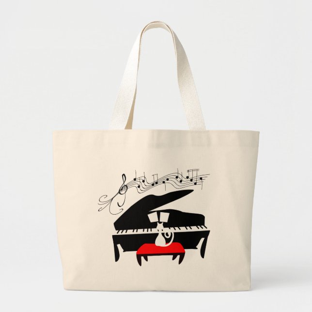 Grand Tote Bag Chat et piano (Devant)