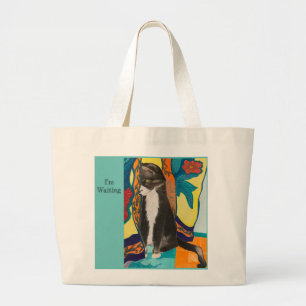 Grand Tote Bag Chat et rideaux brodés