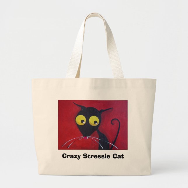 Grand Tote Bag Chat fou de Stressie (Devant)