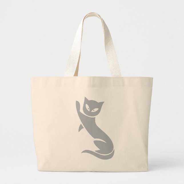 Grand Tote Bag Chat gris élégant (Devant)