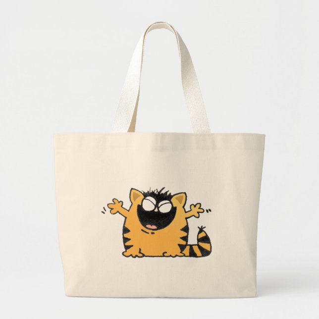 Grand Tote Bag Chat heureux (Devant)