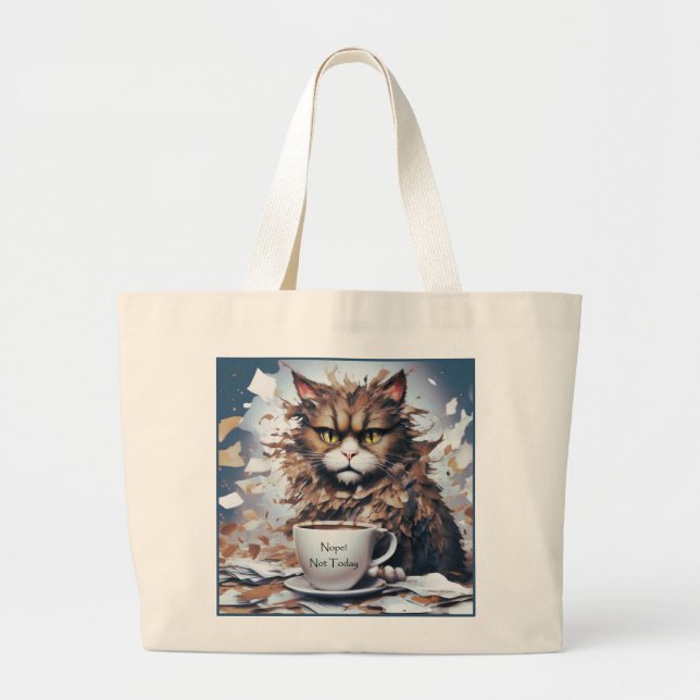 Grand Tote Bag Chat Jumbo Fourre-tout avec un mignon message "Pas (Devant)