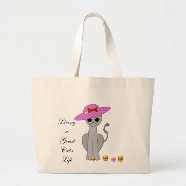 Grand Tote Bag Chat mignon avec chapeau (Devant)
