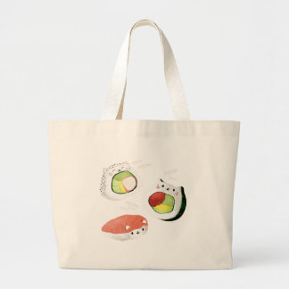 Grand Tote Bag Chat mignon de sushi