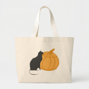 Grand Tote Bag Chat noir `n Citrouille Fourre-tout