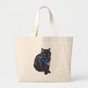 Grand Tote Bag Chat noir patriotique